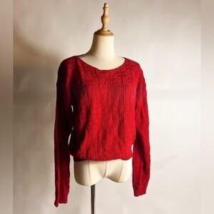 VINTAGE 80s/90s Cherry Red Cotton Knit Sweater